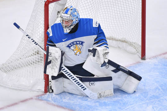 Kari Piiroinen guards the post