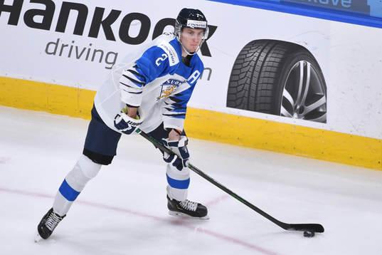 Santeri Hatakka of Finland sets up for a pass