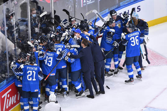 Team Finland celebrates their victory