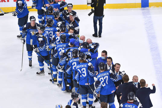 Team Finland celebrates their victory