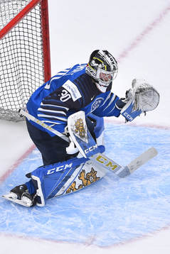Joel Blomqvist of Finland participates in warm up