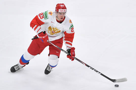 Yegor Afanasiev of Russia skates with the puck