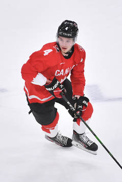 Bowen Byram of Canada skates