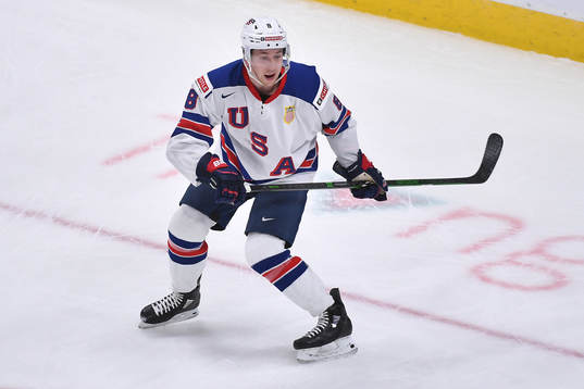 Jake Sanderson of USA skates