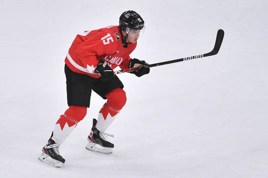 Alex Newhook of Canada skates