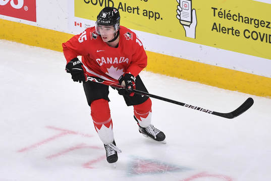 Alex Newhook of Canada skates