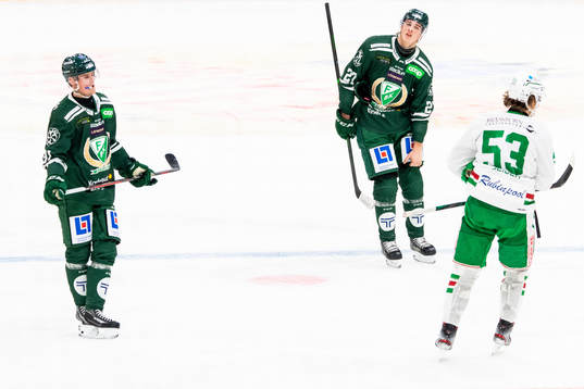 Färjestads Carl Jakobsson och Oskar Bäck deppar