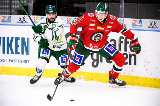 Färjestads Jesse Virtanen och Frölundas Elmer Söderblom