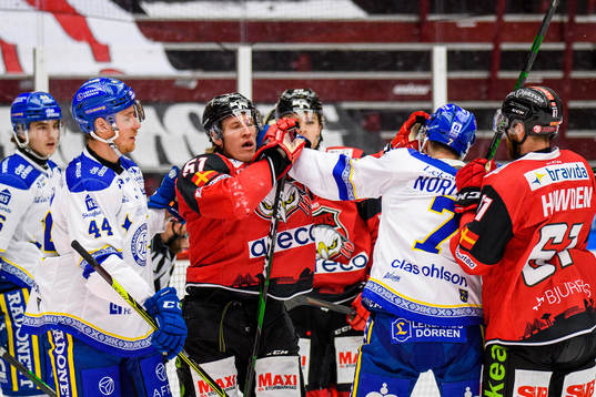Malmö Redhawks målvakt Oscar Alsenfelt och Leksands Lucas