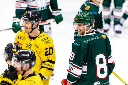 Västerås Henrik Hetta och Tingsryds Martin Janolhs pratar