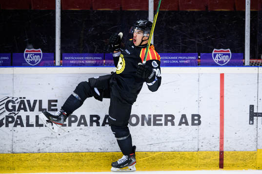 Brynäs Shane Harper jublar