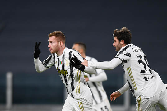 Dejan Kulusevski of Juventus celebrates scoring the 1-0 goal