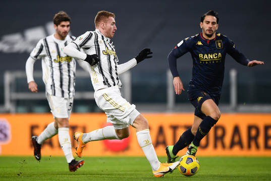 Dejan Kulusevski of Juventus scores the 1-0 goal