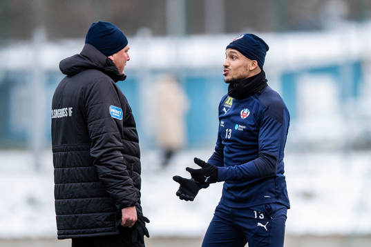Helsingborgs tränare Jörgen Lennartsson och Martin Olsson