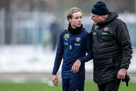Helsingborgs Simon Bengtsson och tränare Jörgen