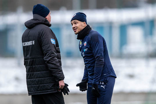 Helsingborgs tränare Jörgen Lennartsson och Martin Olsson