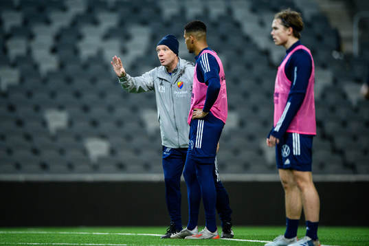 Djurgårdens tränare Kim Bergstrand och Isak Hien