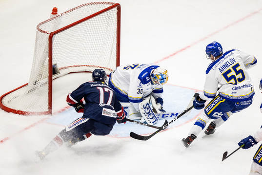 Leksands målvakt Janne Juvonen och Jonas Ahnelöv not