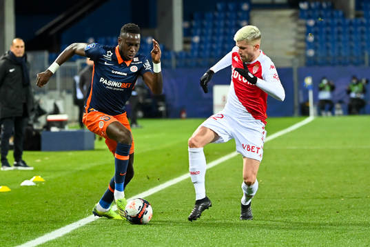 Junior SAMBIA of Montpellier and Caio HENRIQUE of Monaco
