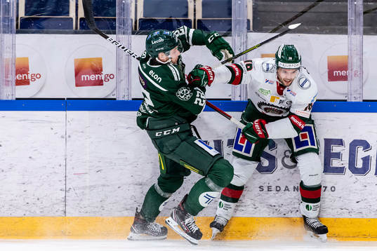 Färjestads Per Åslund och Frölundas Stefan Elliot