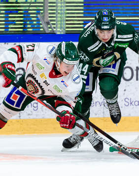 Frölundas Karl Henriksson och Färjestads Jacob Peterson