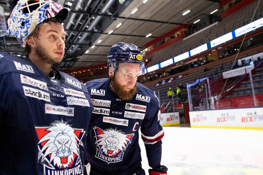 Linköpings målvakt Niklas Lundström och Jonas Junland