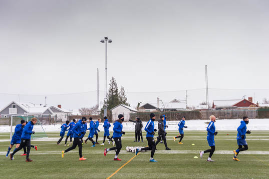 Trelleborgs spelare en fotbollsträning