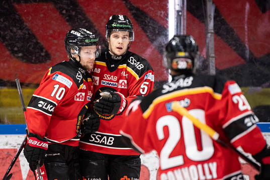 Luleås Einar Emanuelsson och Filip Hållander jublar