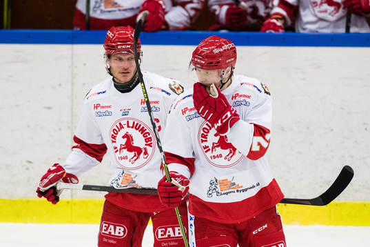 Trojas Daniel Karlsson Thörnros och Linus Andersson deppar