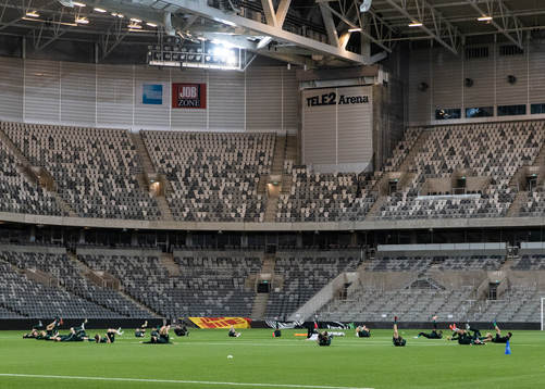 Hammarbys spelare värmer upp