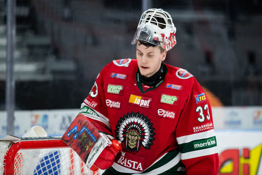 Frölundas målvakt Johan Mattsson deppar
