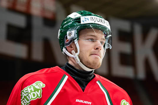 Frölundas Filip Johansson innan ishockeymatchen i SHL