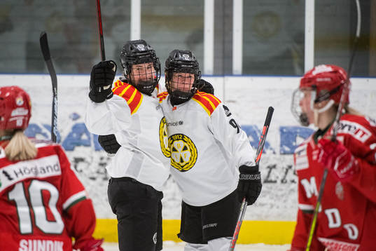 Brynäs Denisa Krizova jublar med Anna Meixner