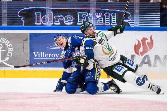 Leksands Patrik Zackrisson och Färjestads Jonathon Blum