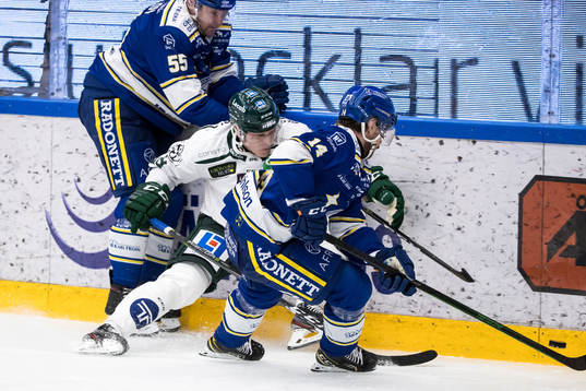 Leksands Jonas Ahnelöv och Färjestads Niclas Lundgren och
