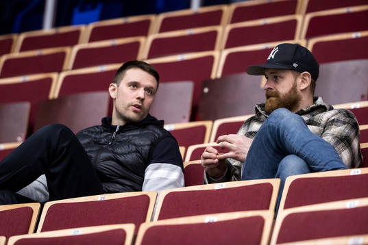 Leksands Mattias Ritola och och fystränare Jesper