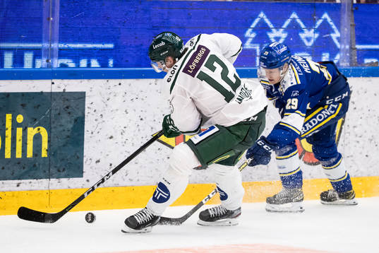 Färjestads Niclas Lundgren och Leksands Emil Heineman
