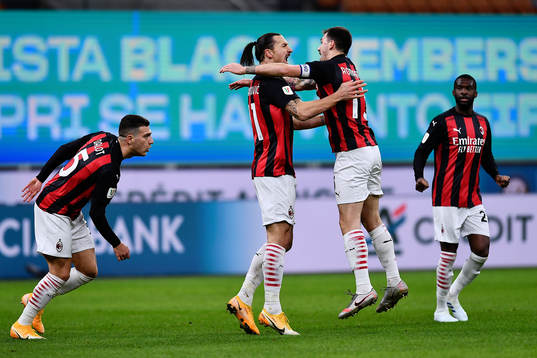 Zlatan Ibrahimovic of Milan celebrates