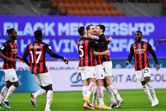 Zlatan Ibrahimovic of Milan celebrates