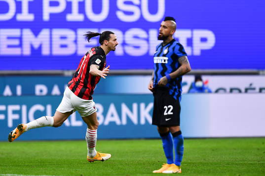 Zlatan Ibrahimovic of Milan celebrates