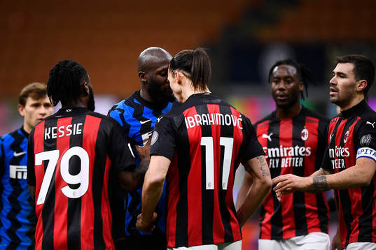 Zlatan Ibrahimovic of Milan and Romelu Lukaku of Inter