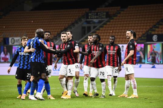 Zlatan Ibrahimovic of Milan and Romelu Lukaku of Inter
