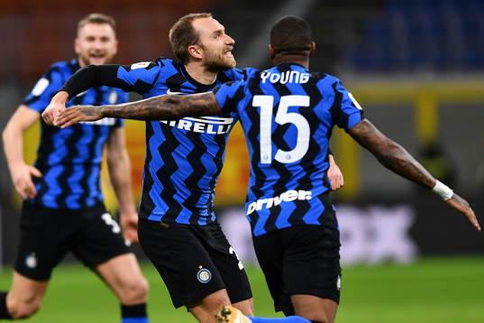 Christian Eriksen of Inter celebrates