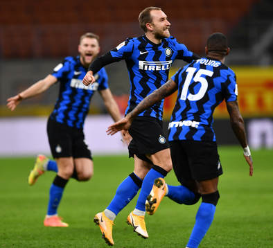Christian Eriksen of Inter celebrates