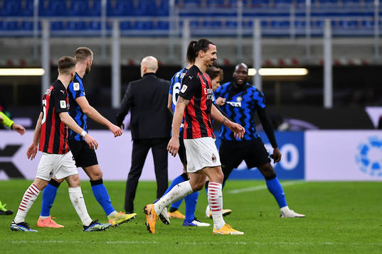 Zlatan Ibrahimovic of Milan and Romelu Lukaku of Inter