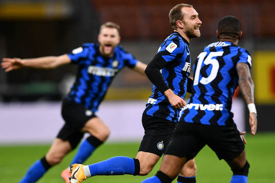 Christian Eriksen of Inter celebrates