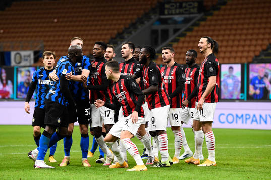 Zlatan Ibrahimovic of Milan and Romelu Lukaku of Inter