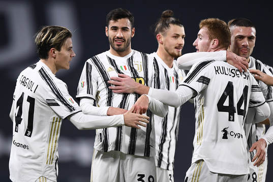 Dejan Kulusevski of Juventus celebrates the 1-0 goal by