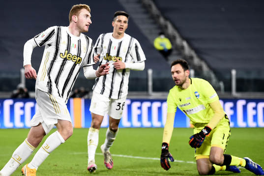 Dejan Kulusevski of Juventus celebrates