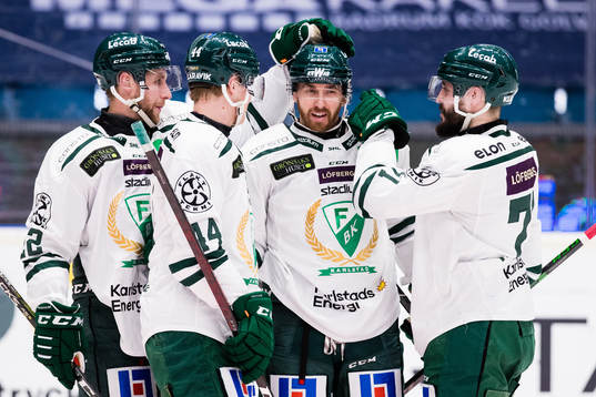 Färjestads Per Åslund, Jacob Peterson, Jonathon Blum och